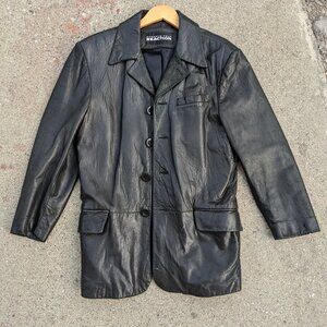 LAMBSKIN LEATHER Kenneth Cole 90s Blazer M. nyc jacket field supple lined cuero